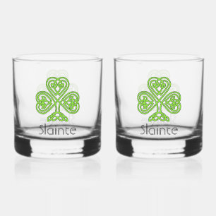 Celtic Shamrock Green Irish Clover Drinkware Set Whisky Glas