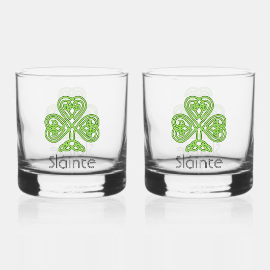 Celtic Shamrock Green Irish Clover Drinkware Set Whisky Glas (Voorkant)