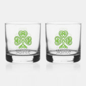 Celtic Shamrock Green Irish Clover Drinkware Set Whisky Glas (Achterkant)