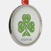 Celtic Shamrock Green St. Patrick's Day Slainte Metalen Ornament (Rechts)
