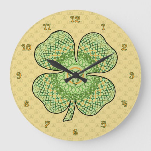 Celtic Shamrock Grote Klok (Voorkant)