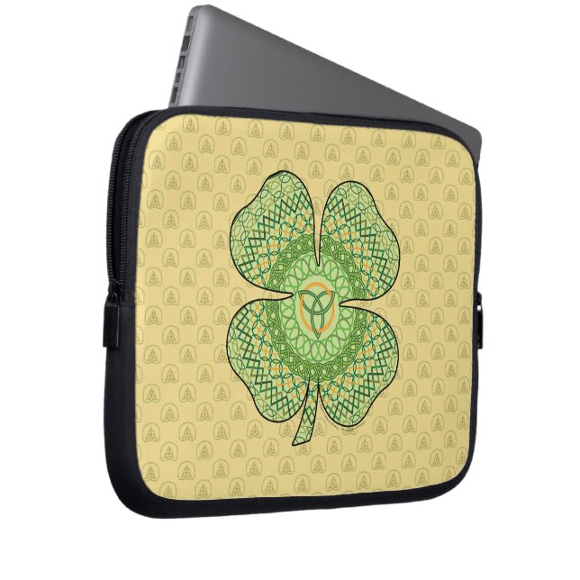 Celtic Shamrock Laptop Hoesje Laptop Sleeve (Voorkant Rechts)