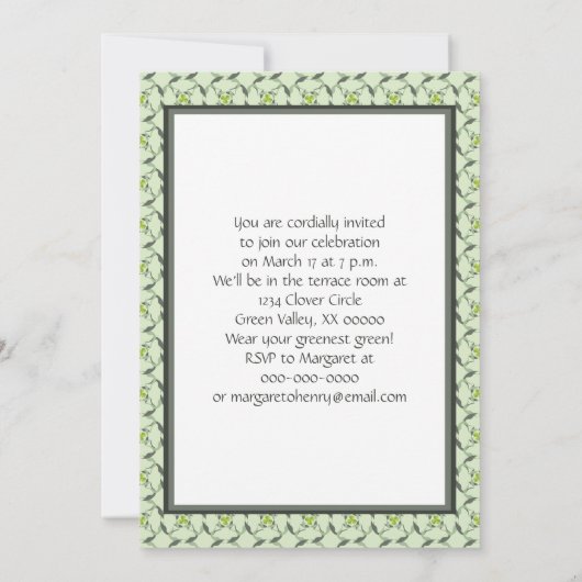 Celtic Shamrock Pattern St. Patrick's Day Party Kaart (Achterkant)