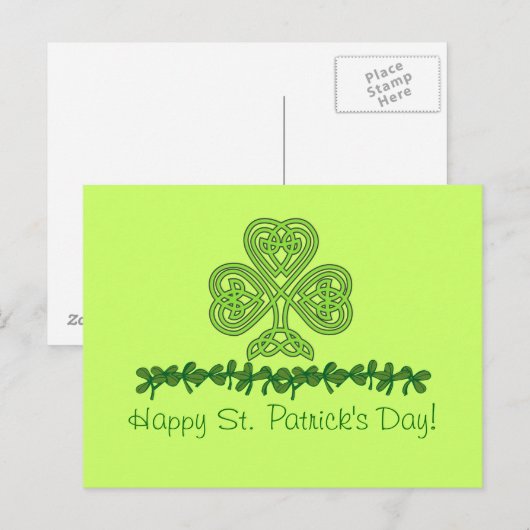 Celtic Shamrock St. Patrick's Day Briefkaart (Voorkant / Achterkant)