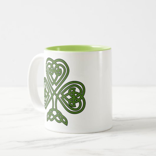Celtic Shamrock - St Patricks Day Tweekleurige Koffiemok (Voorkant links)