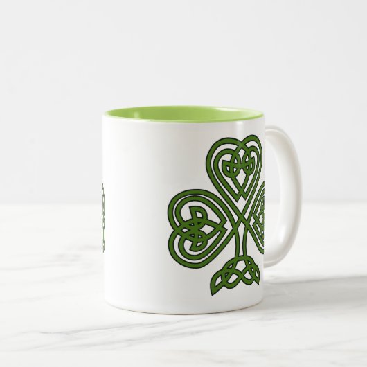 Celtic Shamrock - St Patricks Day Tweekleurige Koffiemok (Voorkant rechts)
