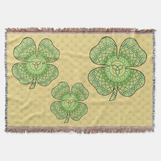 Celtic Shamrock Throw Blanket Deken (Voorkant)