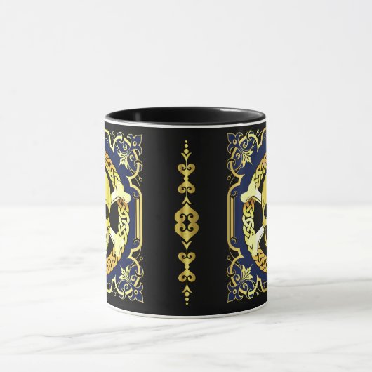 Celtic Skull crossbones/design goud/zwart/blauw Mok (Midden)
