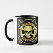Celtic Skull crossbones/design goud/zwart/blauw Mok (Links)