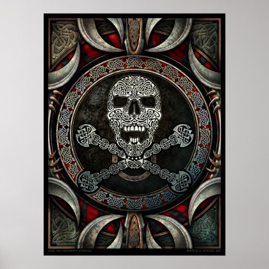 Celtic Skull & Crossbones Mandala Poster (18x24 in (Voorkant)