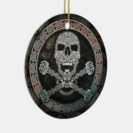 Celtic Skull & Crossbones Pendant/Ornament Keramisch Ornament (Rechts)