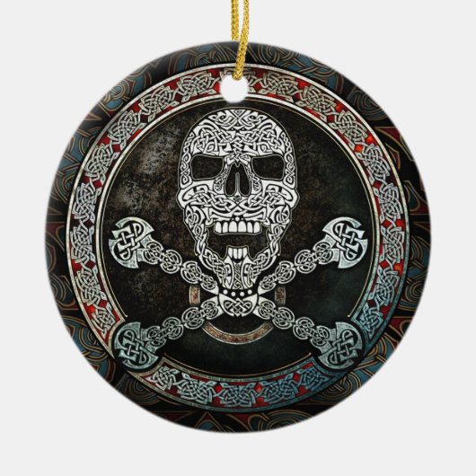Celtic Skull & Crossbones Pendant/Ornament Keramisch Ornament (Voorkant)