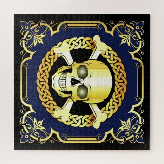 Celtic Skull Crossbones/Viking/Pirate/Gold/zwart Legpuzzel (Horizontaal)