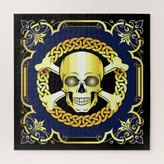 Celtic Skull Crossbones/Viking/Pirate/Gold/zwart Legpuzzel (Verticaal)