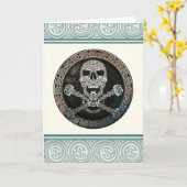 Celtic Skull & Crossbones-Wenskaart Kaart (Gele Bloem)
