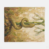 Celtic Snake Snowdrops Imbolc Rebirth Fantasy Art Fleece Deken (Voorkant (Horizontaal))