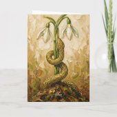 Celtic Snake Snowdrops Imbolc Rebirth Fantasy Art Kaart (Achterkant)