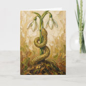 Celtic Snake Snowdrops Imbolc Rebirth Fantasy Art Kaart (Voorkant)