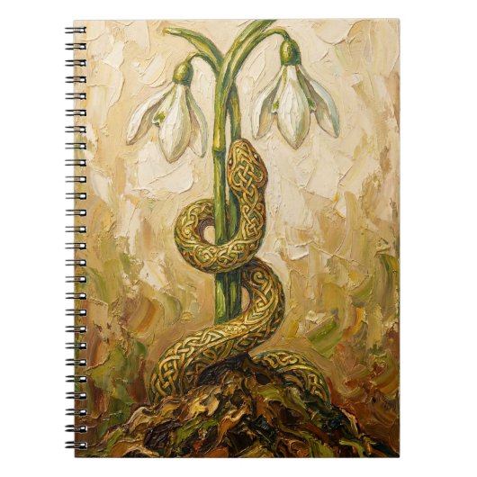 Celtic Snake Snowdrops Imbolc Rebirth Fantasy Art Notitieboek (Voorkant)