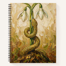 Celtic Snake Snowdrops Imbolc Rebirth Fantasy Art Notitieboek