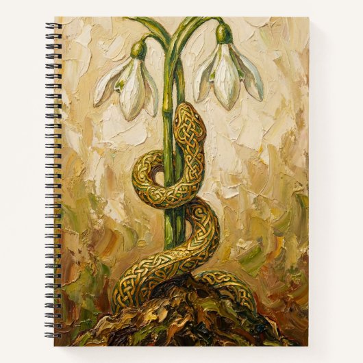 Celtic Snake Snowdrops Imbolc Rebirth Fantasy Art Notitieboek (Voorkant)