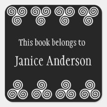 Celtic Spirals Design Bookplate Sticker
