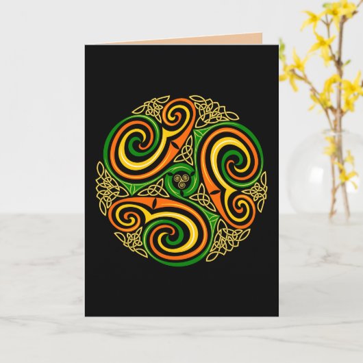 celtic spirals-wenskaart kaart (Gele Bloem)