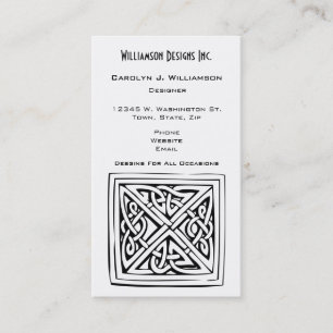 Celtic Square Knot Block Design Black White Aangep Visitekaartje