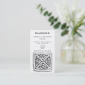 Celtic Square Knot Block Design Black White Aangep Visitekaartje (Staand voorkant)