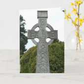 Celtic Stone Cross Wenskaart Kaart (Gele Bloem)