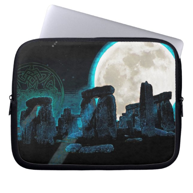 Celtic Stonehenge, Moon & Stars Astronomie Laptop Sleeve (Voorkant)