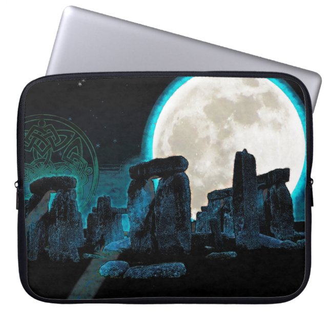 Celtic Stonehenge, Moon & Stars Astronomie Laptop Sleeve (Voorkant)