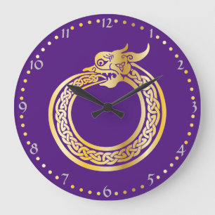 Celtic Style Gold Toned Ouroboros Large Clock Grote Klok
