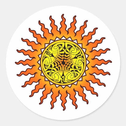 Celtic Sun 2 Ronde Sticker (Voorkant)