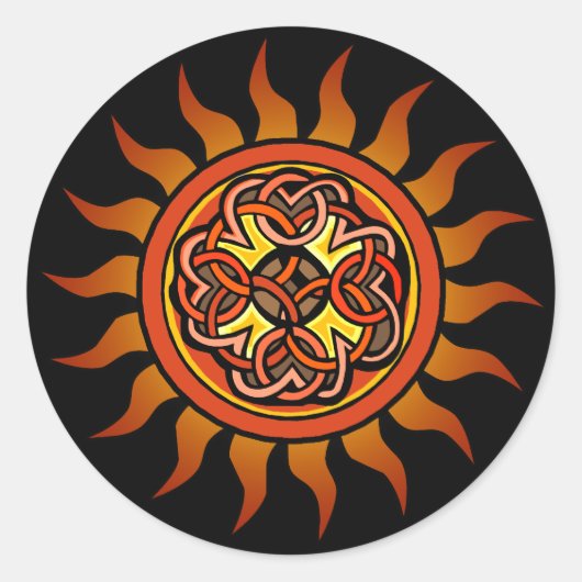 Celtic Sun 4 Ronde Sticker (Voorkant)
