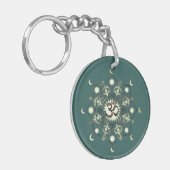 Celtic Sun Moon Mandala Om Quote Gouden Groen Sleutelhanger (Voorkant Links)