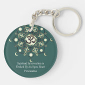 Celtic Sun Moon Mandala Om Quote Gouden Groen Sleutelhanger (Achterkant)