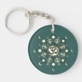 Celtic Sun Moon Mandala Om Quote Gouden Groen Sleutelhanger