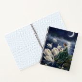 Celtic Swans Moonlit Lake Night Fantasy Art Notitieboek (Binnen)
