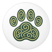 Celtic Swirl Pawprint Pine & Cream Keramische Knop (Voorkant)