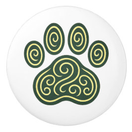 Celtic Swirl Pawprint Pine & Cream Keramische Knop