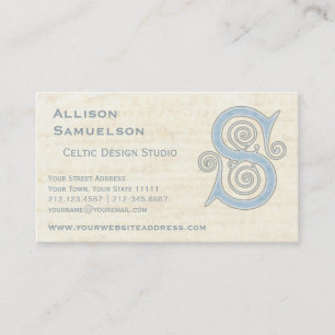 Celtic Swirls Elegant Abstract Letter S Pattern Visitekaartje