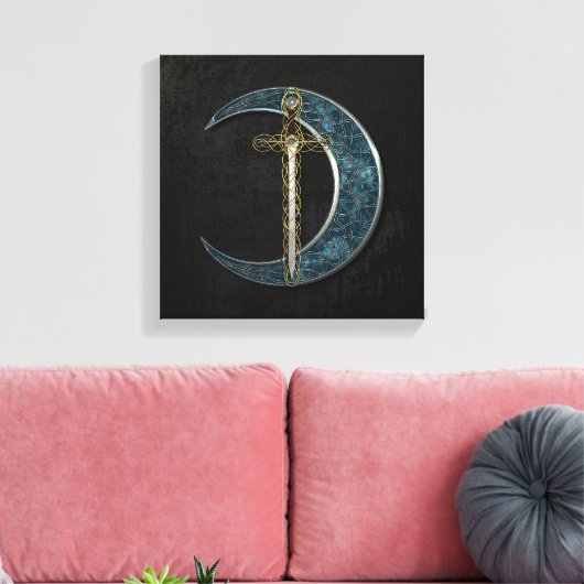 Celtic Sword and Moon Canvas Afdruk (Insitu (Woonkamer))
