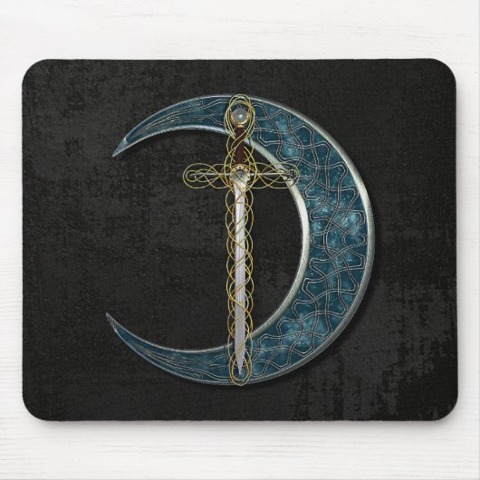 Celtic Sword and Moon met Grunge Wall Muismat (Voorkant)