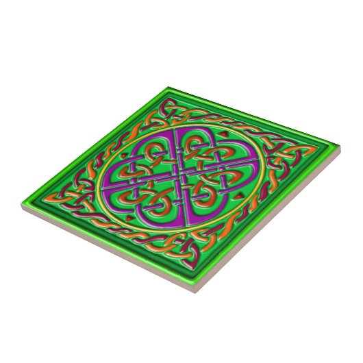 Celtic tile green tegeltje (Zijkant)