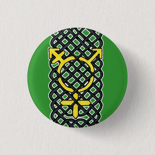 Celtic Transgender Symbol Yellow Ronde Button 3,2 Cm (Voorkant)