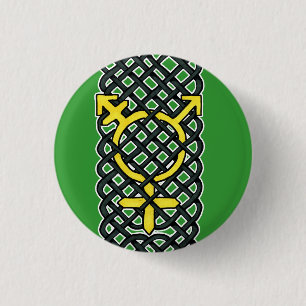 Celtic Transgender Symbol Yellow Ronde Button 3,2 Cm
