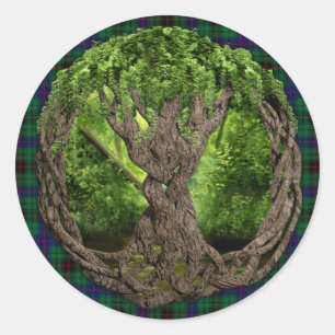 Celtic Tree of Life and Clan Davidson Tartan Ronde Sticker
