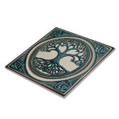 Celtic Tree of Life Blauwgroen Faux Relief Keltisc Tegeltje (Zijkant)