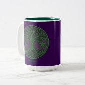 Celtic Tree of Life Custom Name Tweekleurige Koffiemok (Voorkant links)